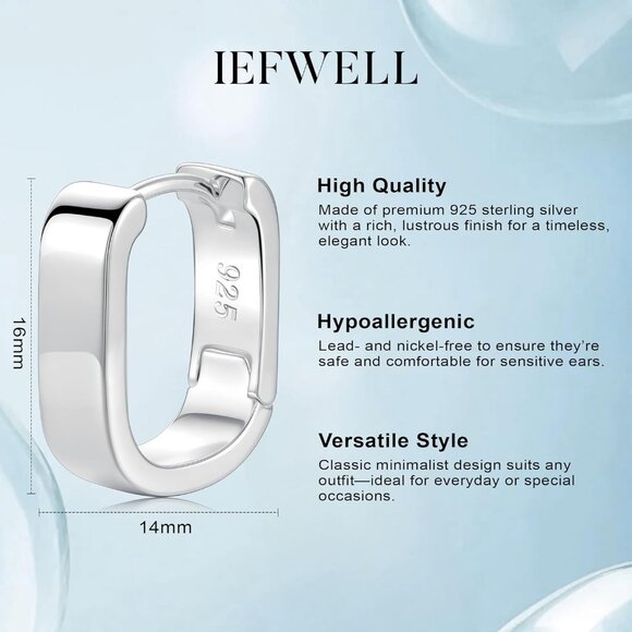 Sterling Silver Hoop Earrings Women Dainty Thick Hypoallergenic Jewelry Gift - Picture 2 of 7